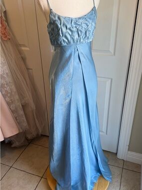 Jump Light Blue Satin Evening Gown